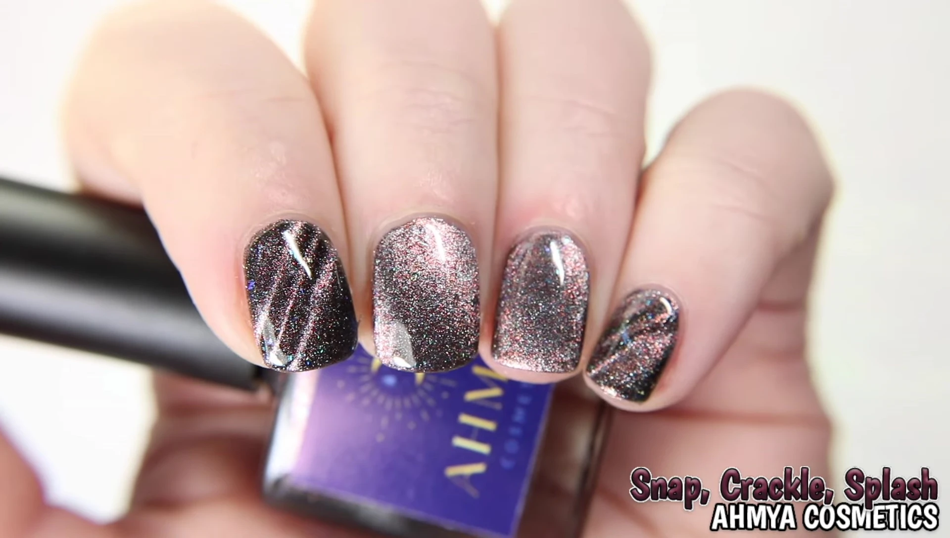 Amaya Cosmetics Snap Crackle Splash showcasing the rose gold shift under low lighting
