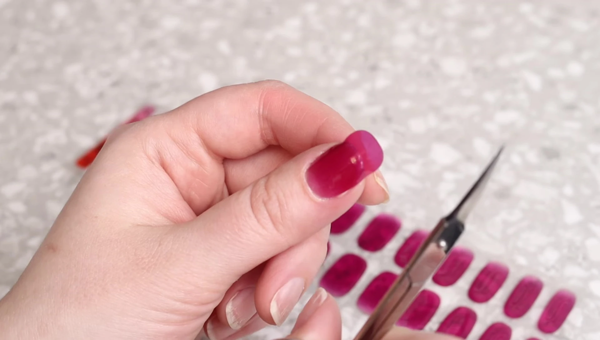 Trimming nails before curing