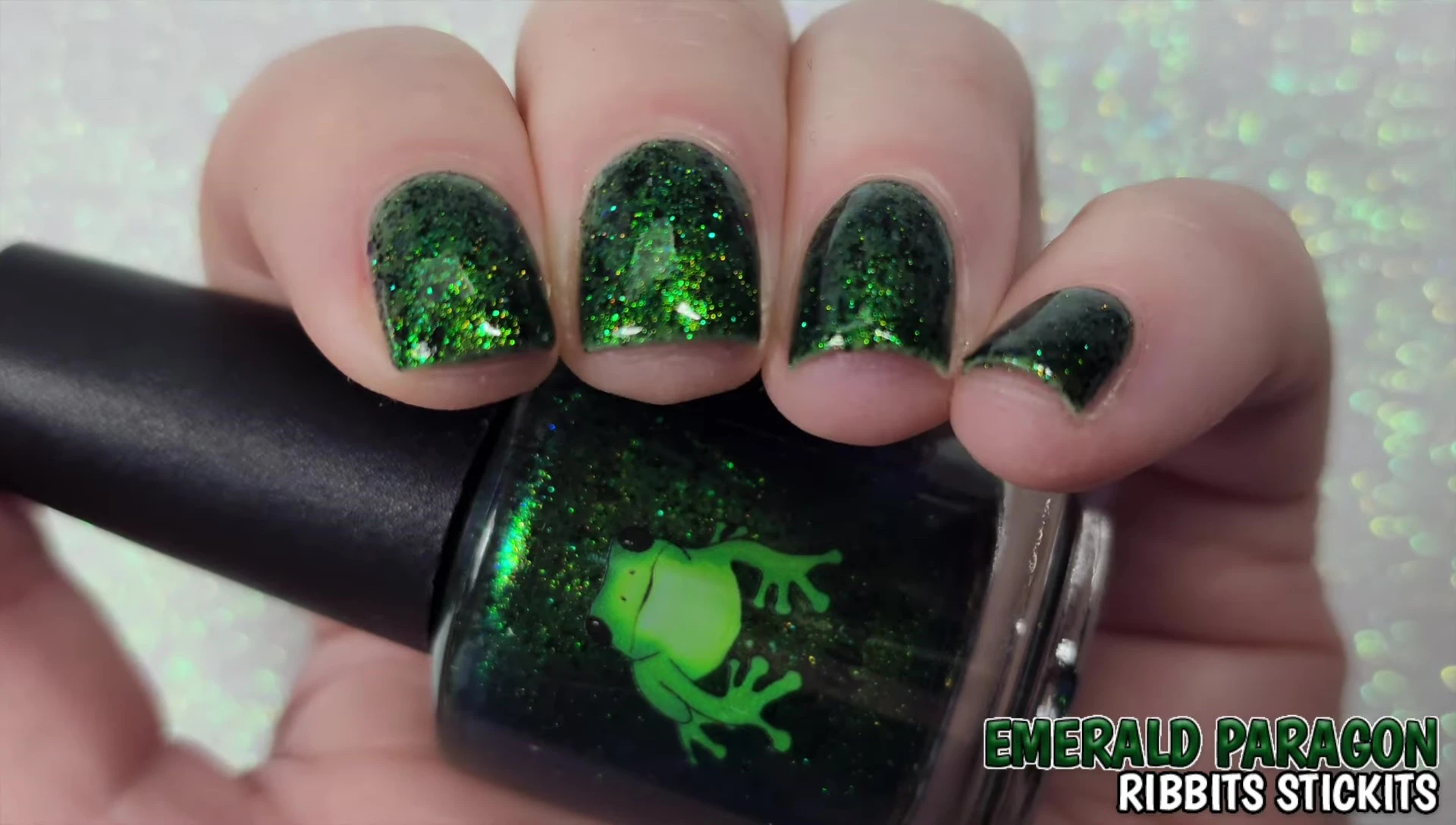 Ribbit Sticks Emerald Paragon showing the blue shimmer under different lighting