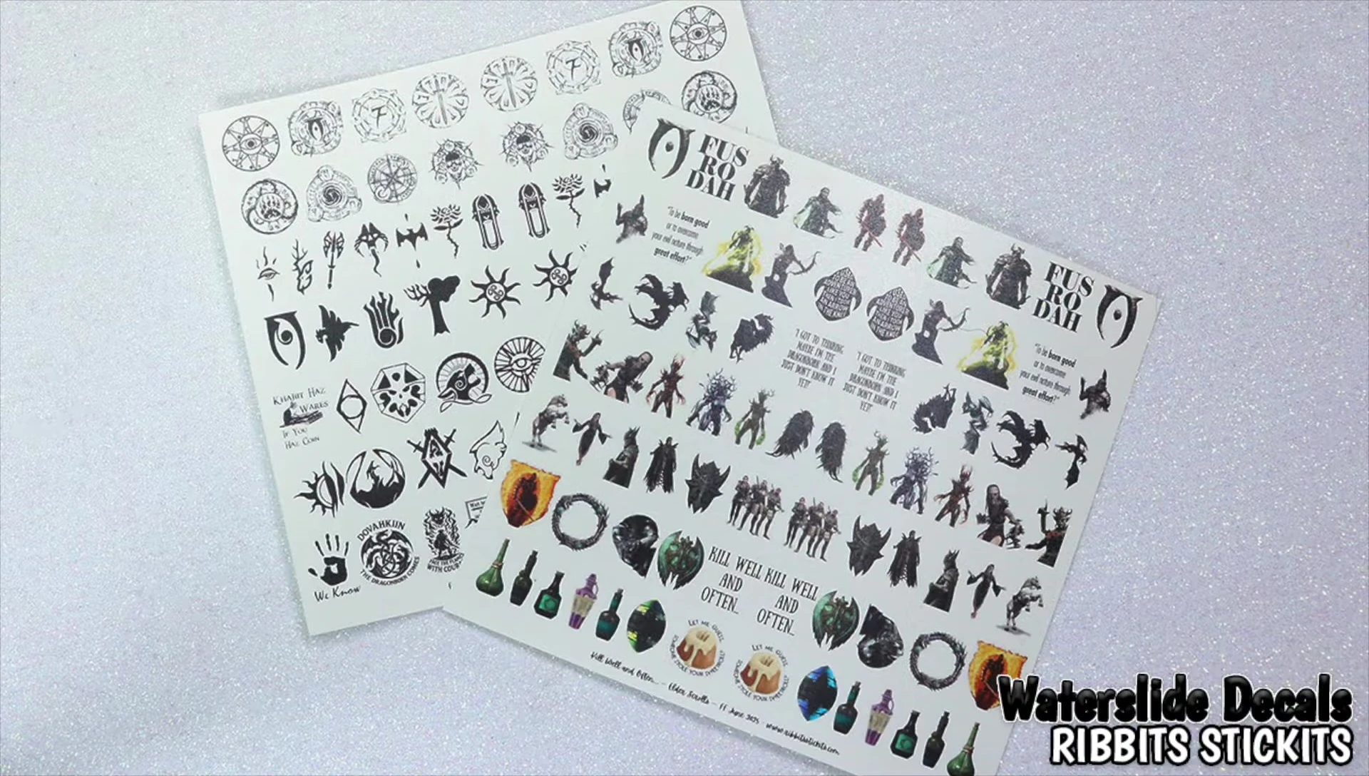 Shot of the Ribbit Sticks water slide decal sheets