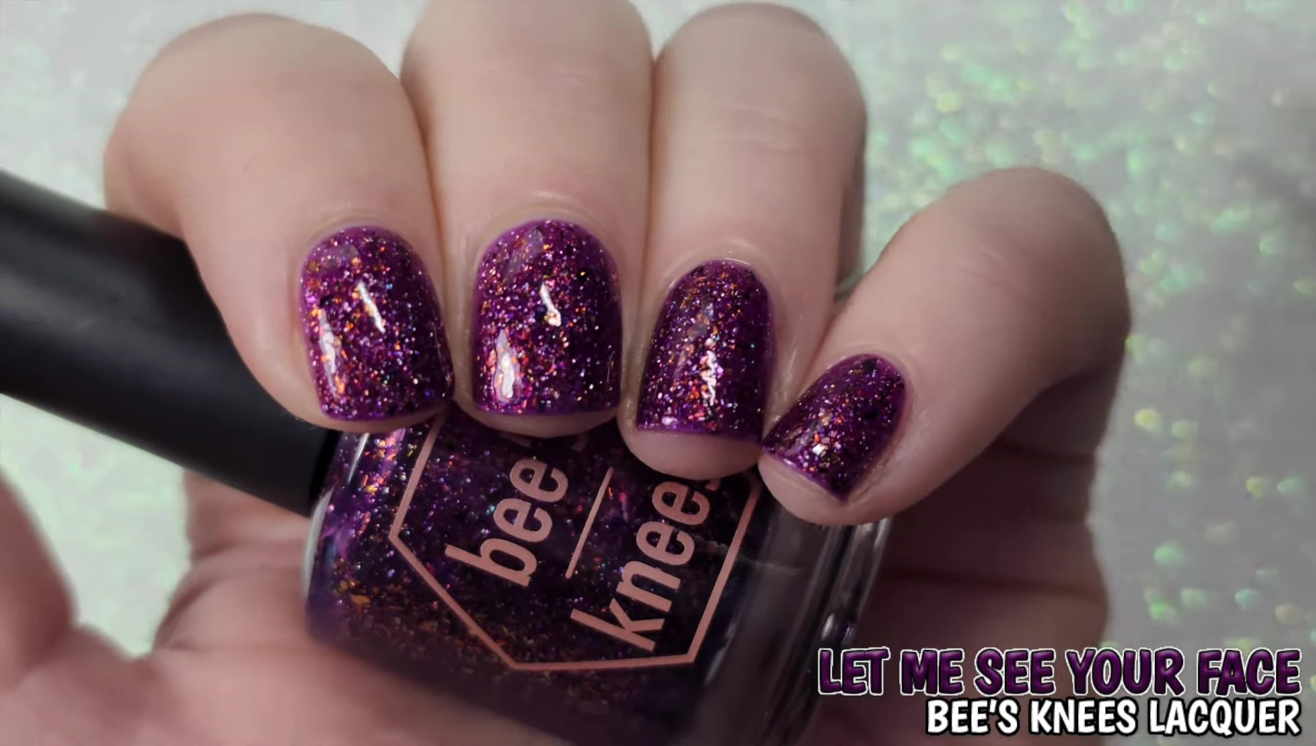 Bees Lacquer polish showcasing the color shift in lower lighting