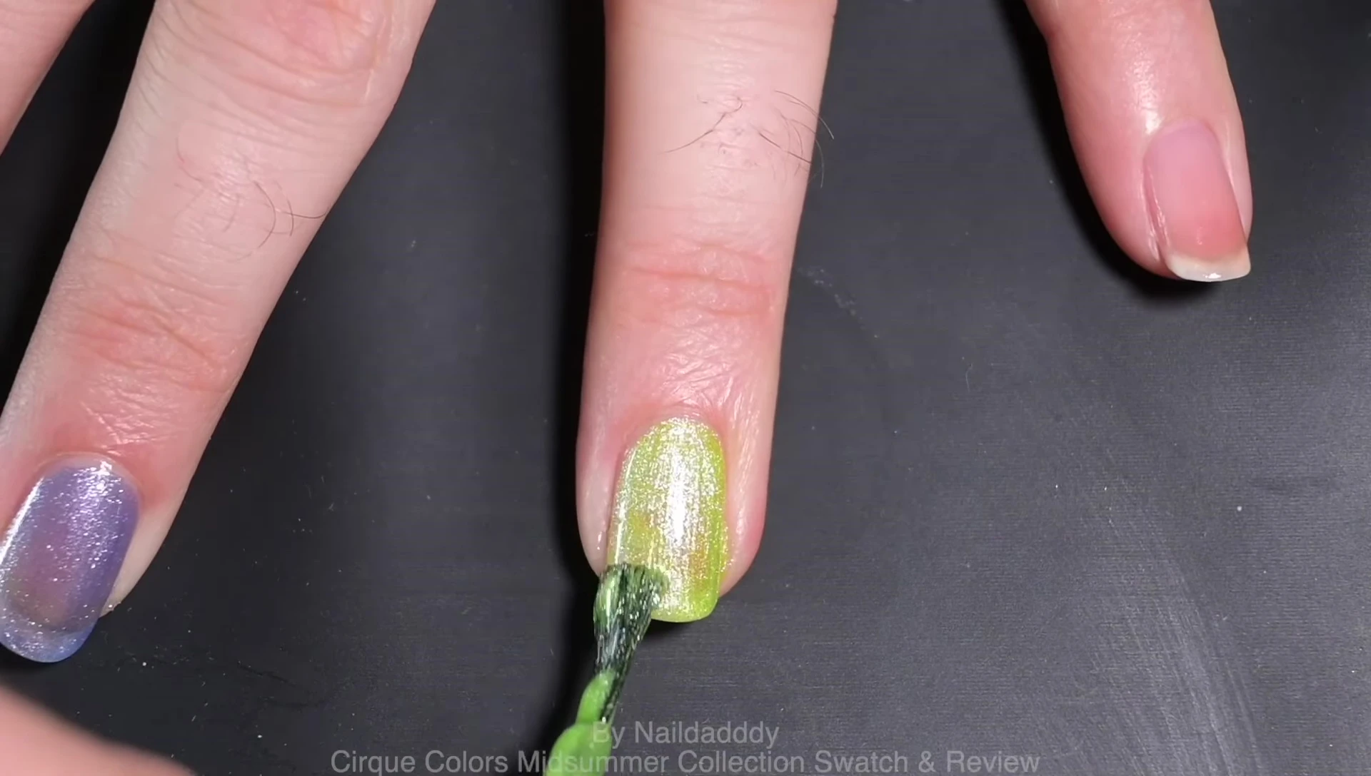 Close-up shot of Maple swatch on a nail.