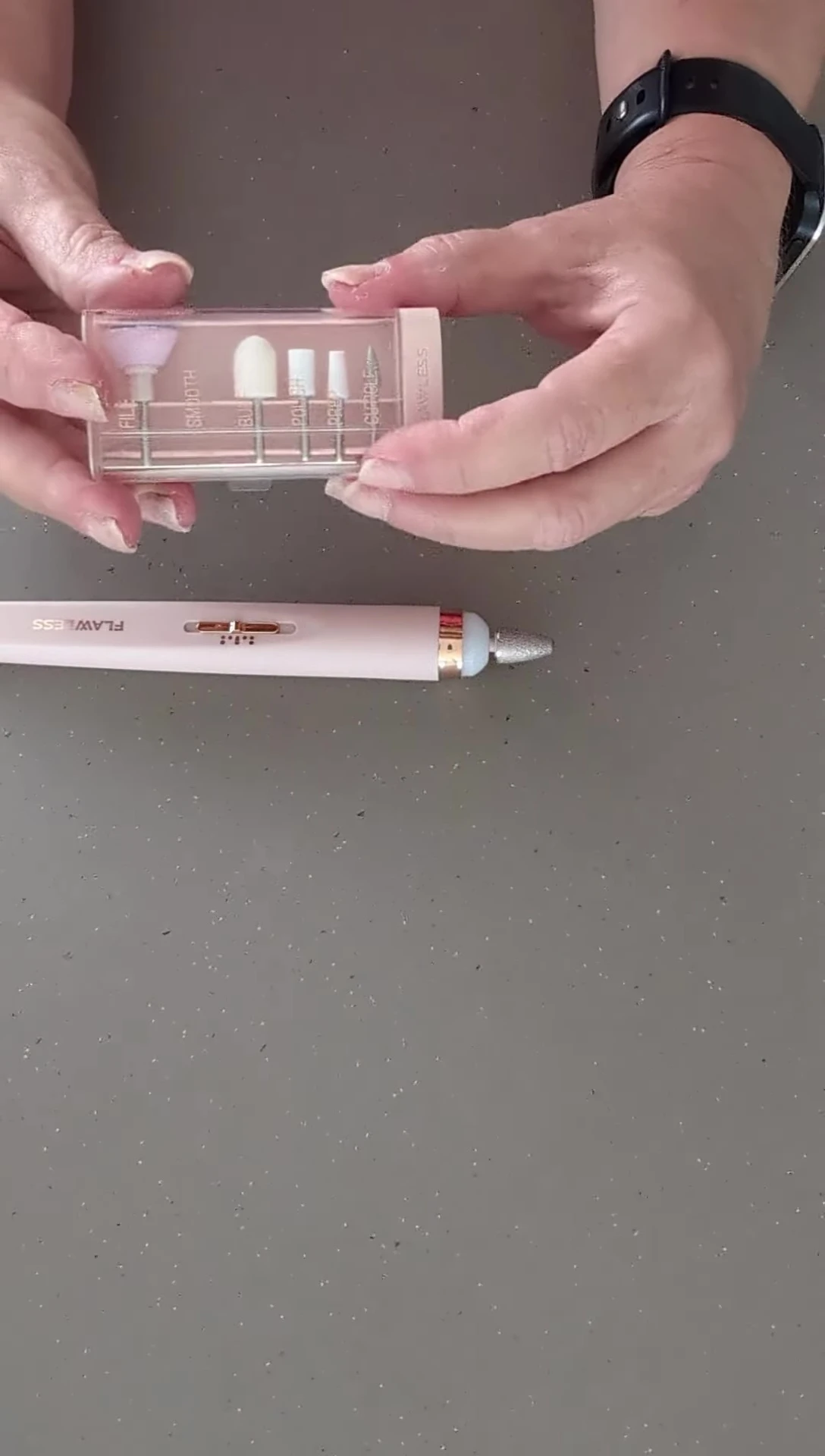 A close-up shot of the reviewer's nails after using the kit.