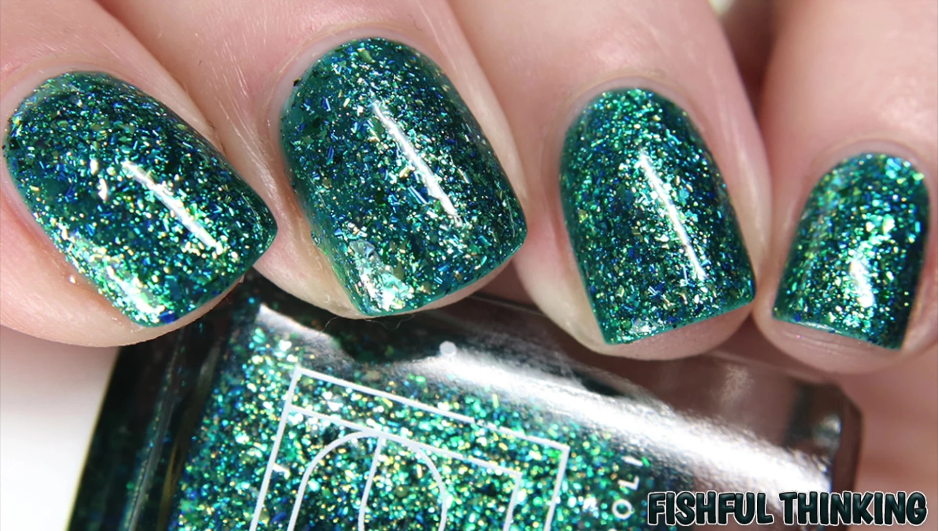 Close-up shot of Fishial Thinking nail polish bottle