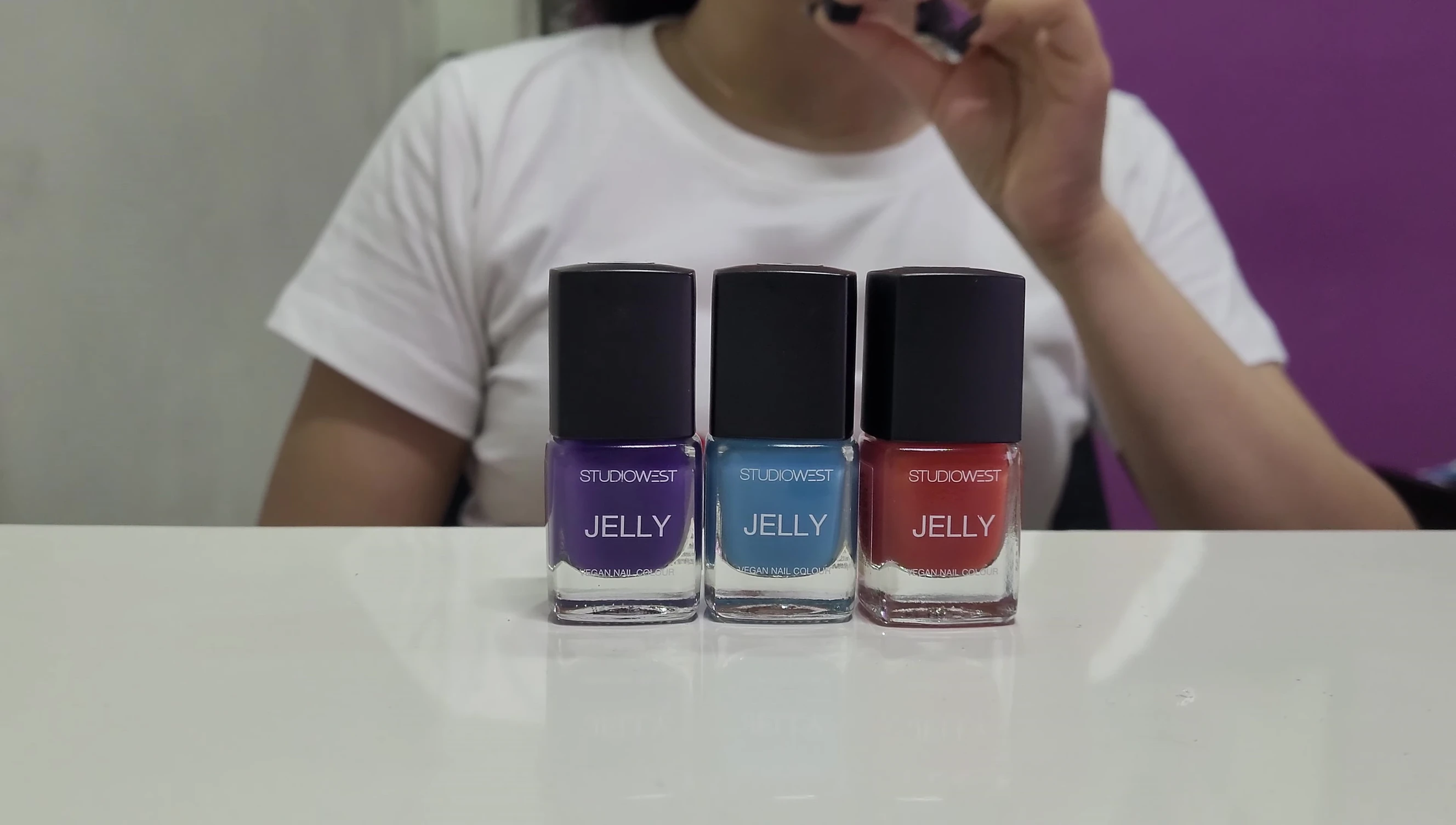 Nail swatches showing two coats of Westside Jelly polish