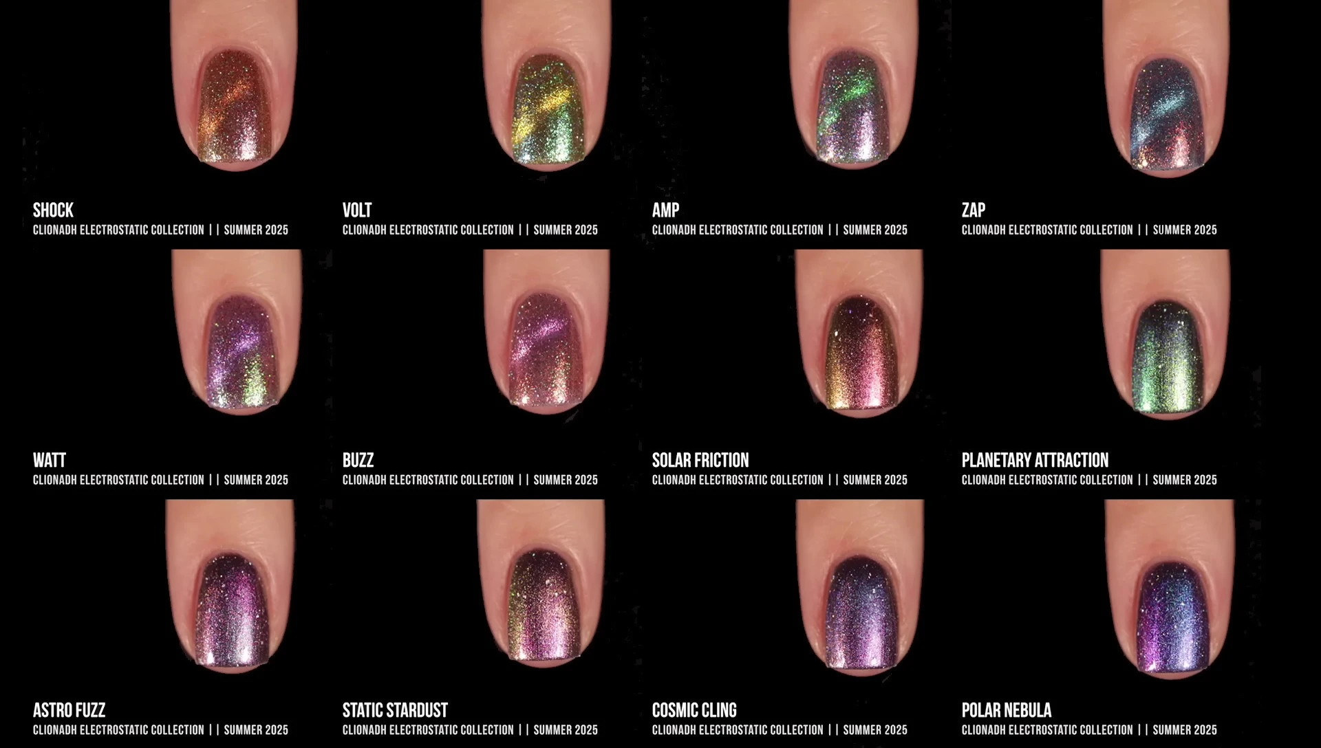 All polishes displayed together