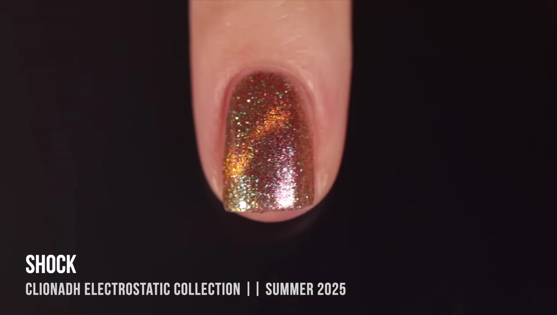Magnetized 'Shock' nail polish showcasing cat-eye effect