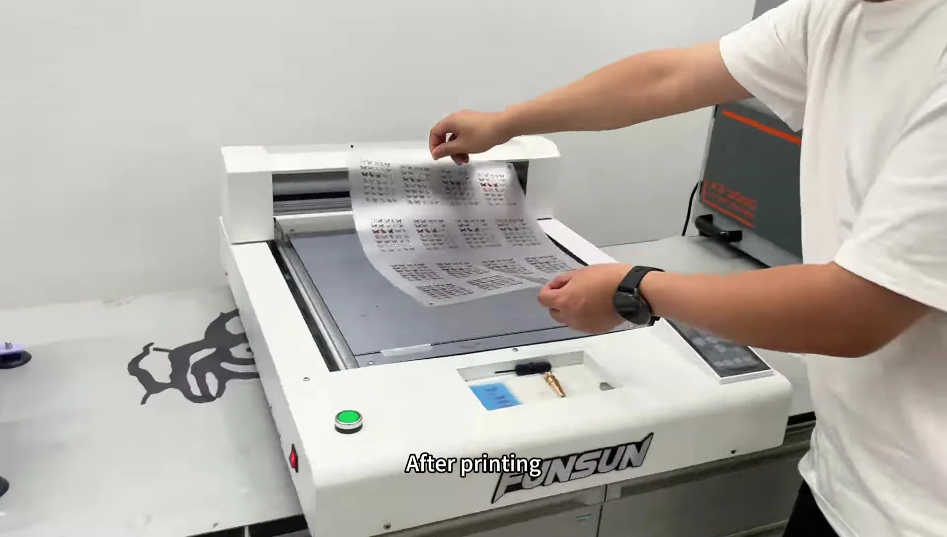 The die-cutting machine in action.