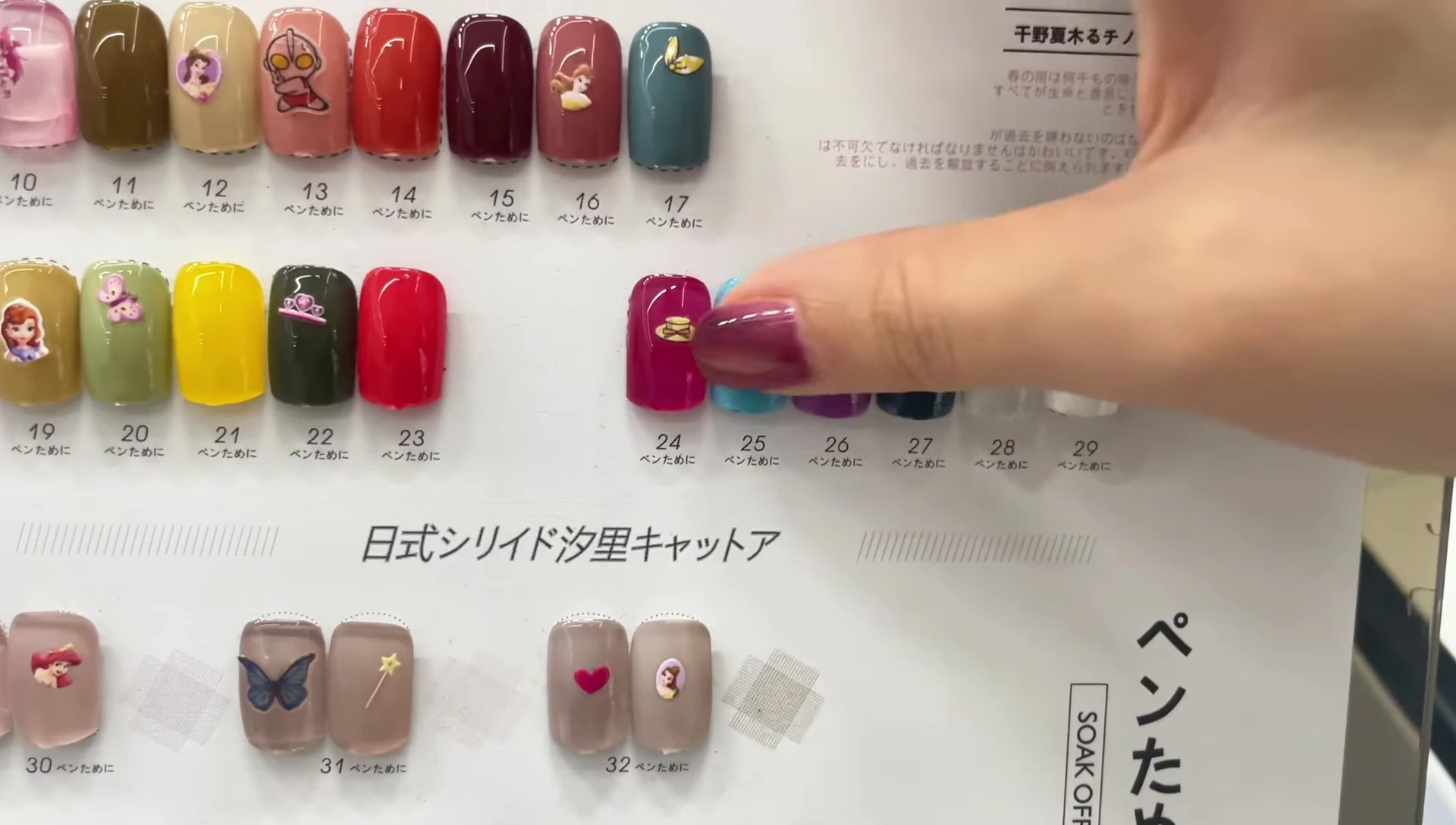 Showcase of the finished, durable nail stickers.
