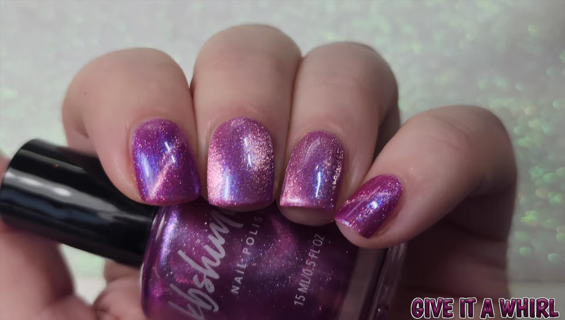 Give It a Whirl under low lighting, highlighting the deeper purple tones and intensified magnetic effect.