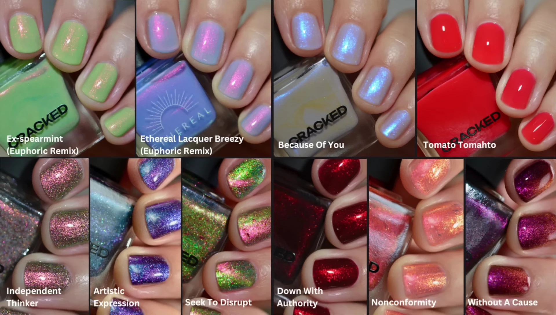 A final shot displaying all the polishes